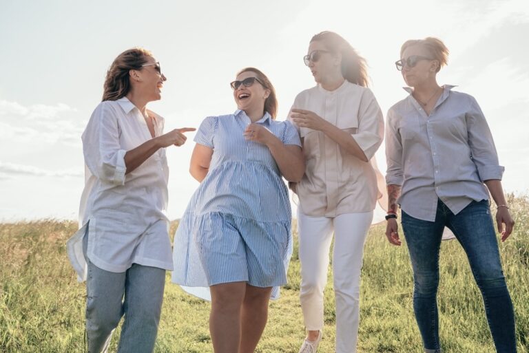 Woman in recovery surrounded by sober friends